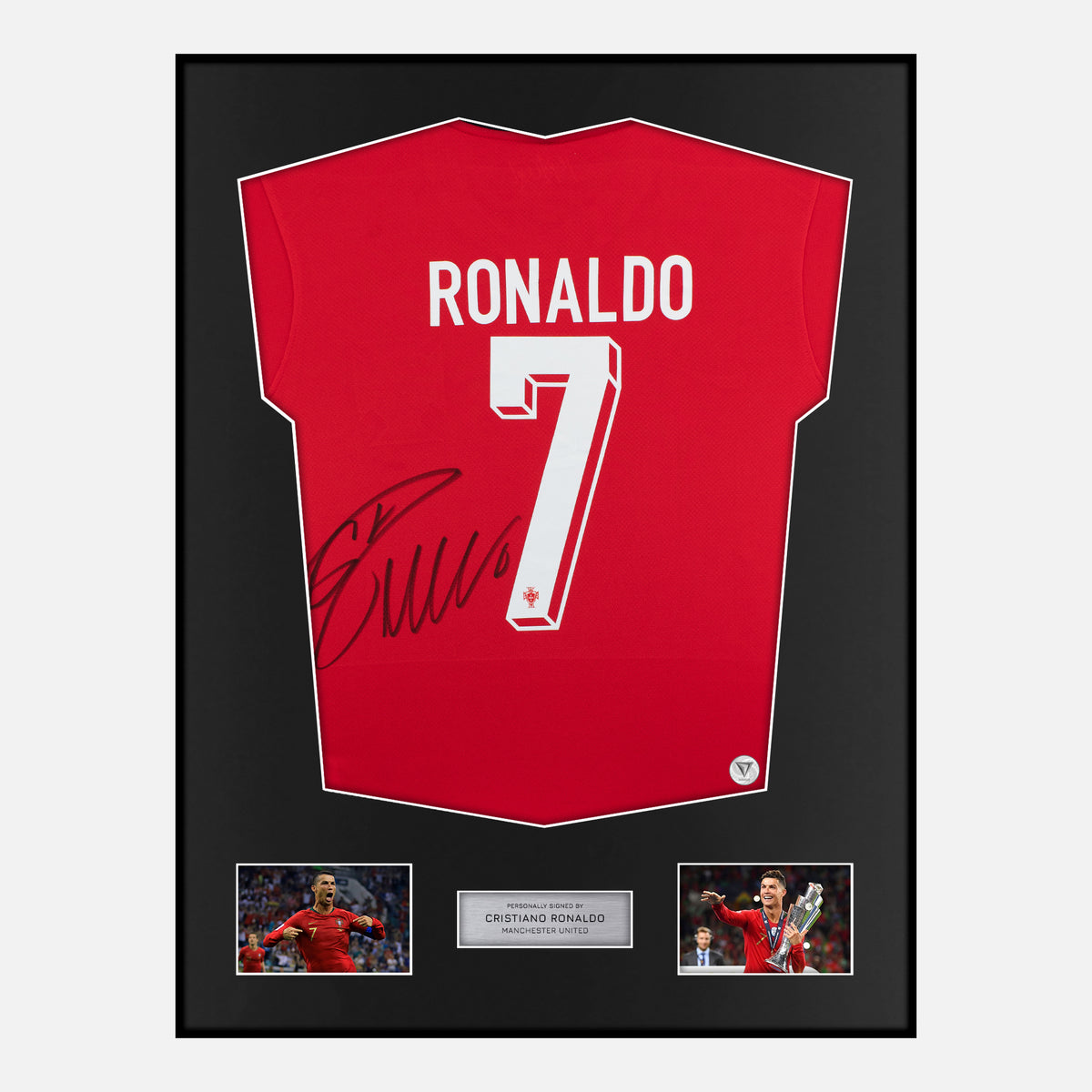 Framed Cristiano Ronaldo Signed Portugal Shirt Home 2024-25 [Classic] — Classic framed Portugal shirt signed by Cristiano Ronaldo | The Vault