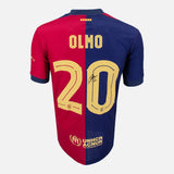 Framed Dani Olmo Signed Barcelona Shirt 2024-25 Home [Modern]