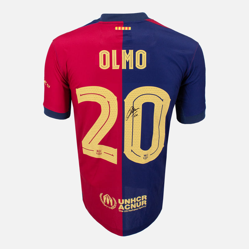 Framed Dani Olmo Signed Barcelona Shirt 2024-25 Home [Modern]