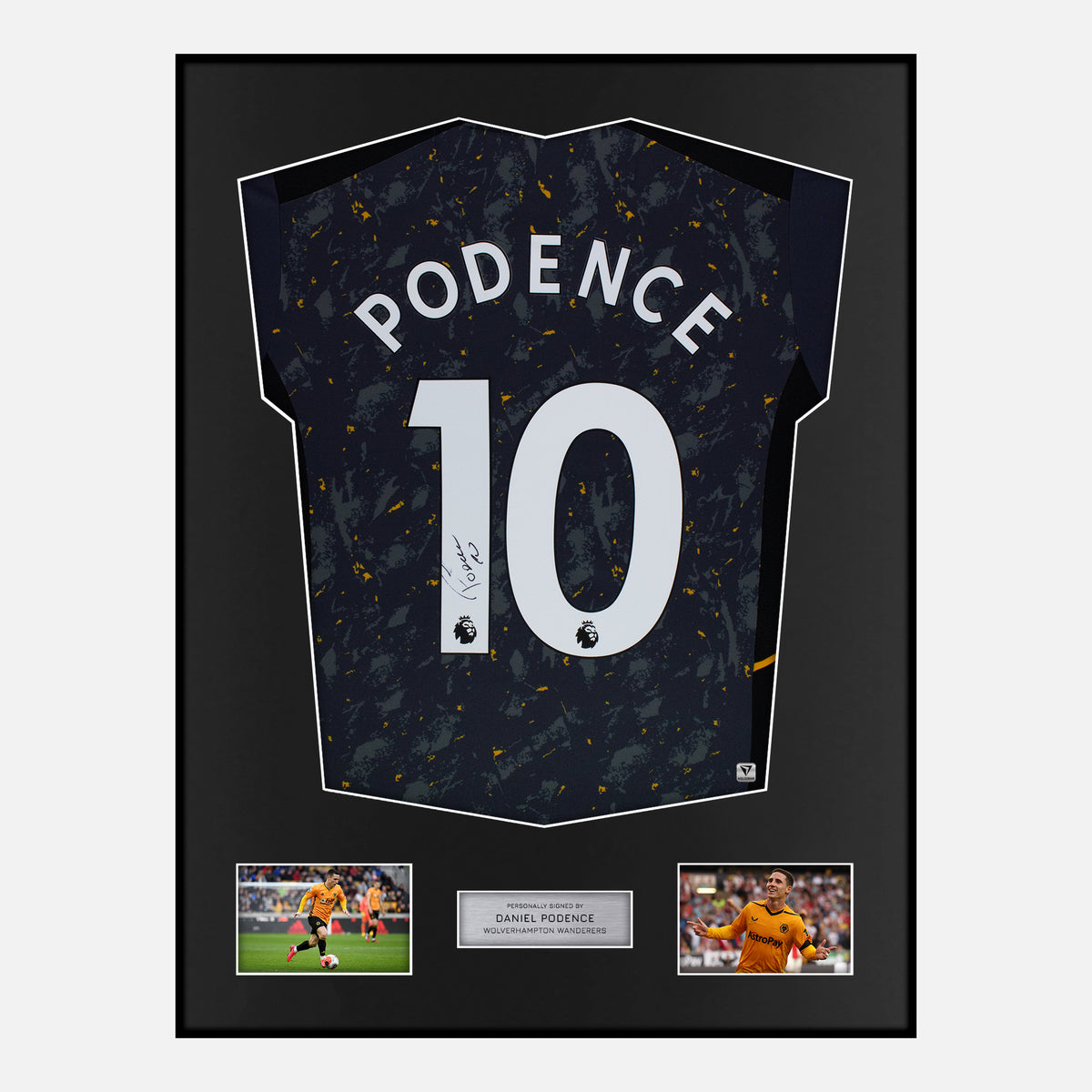 Framed Daniel Podence Signed Wolves Shirt 2021-22 Away [Classic] — Verified autograph with NFC and certificate | The Vault