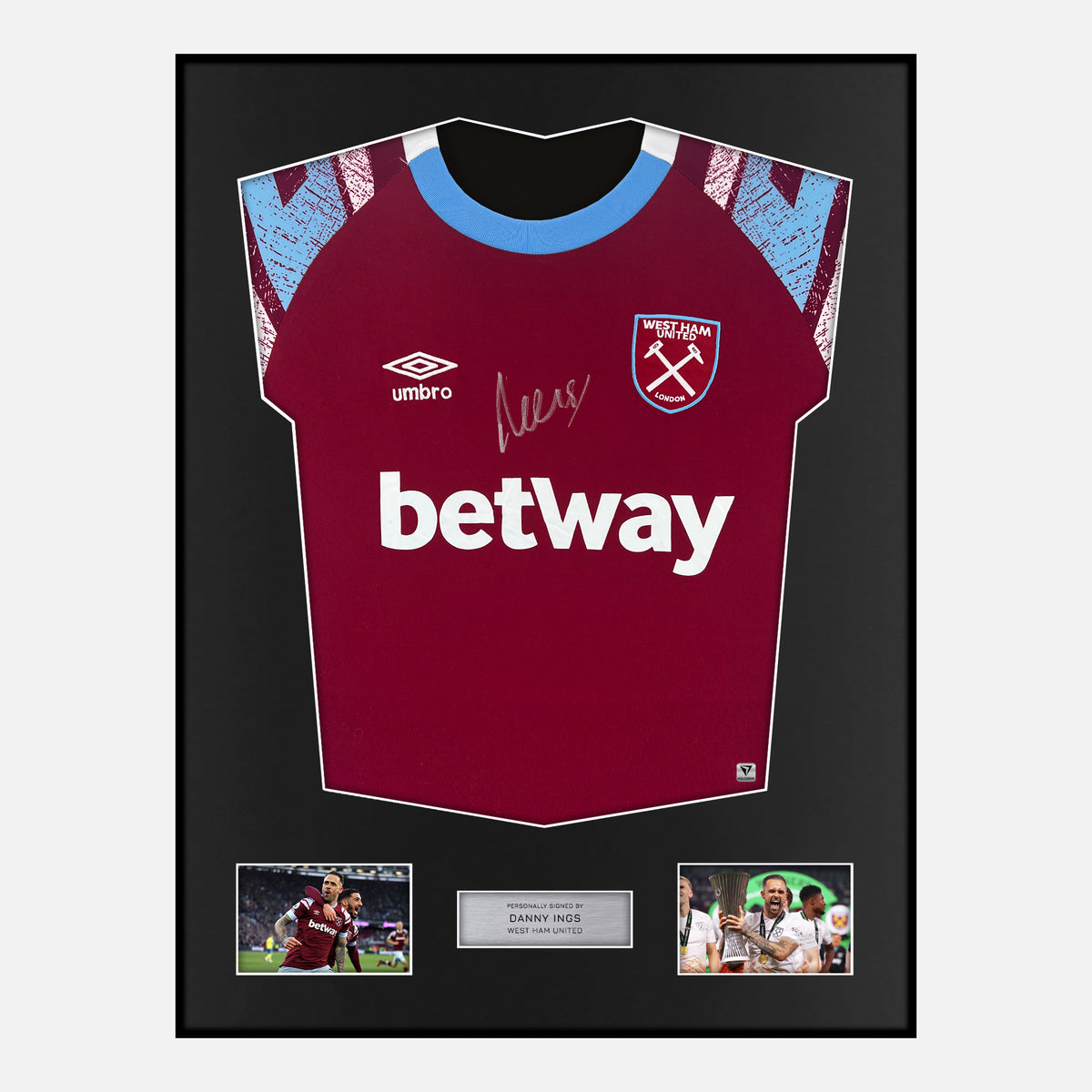 Framed Danny Ings Signed West Ham United Shirt 2022-23 Home [Classic] — Verified autograph with NFC and certificate | The Vault