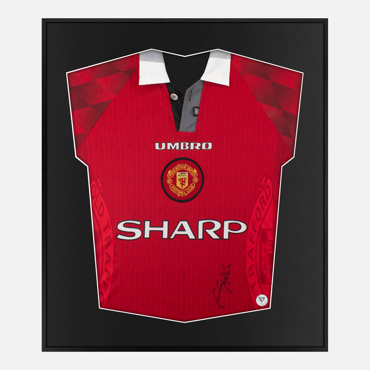Framed Beckham Signed Shirt, Manchester United Red Home [Lite] — Authentic signature with NFC and COA | The Vault