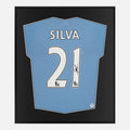 Framed David Silva Signed Shirt, Manchester City [Lite]