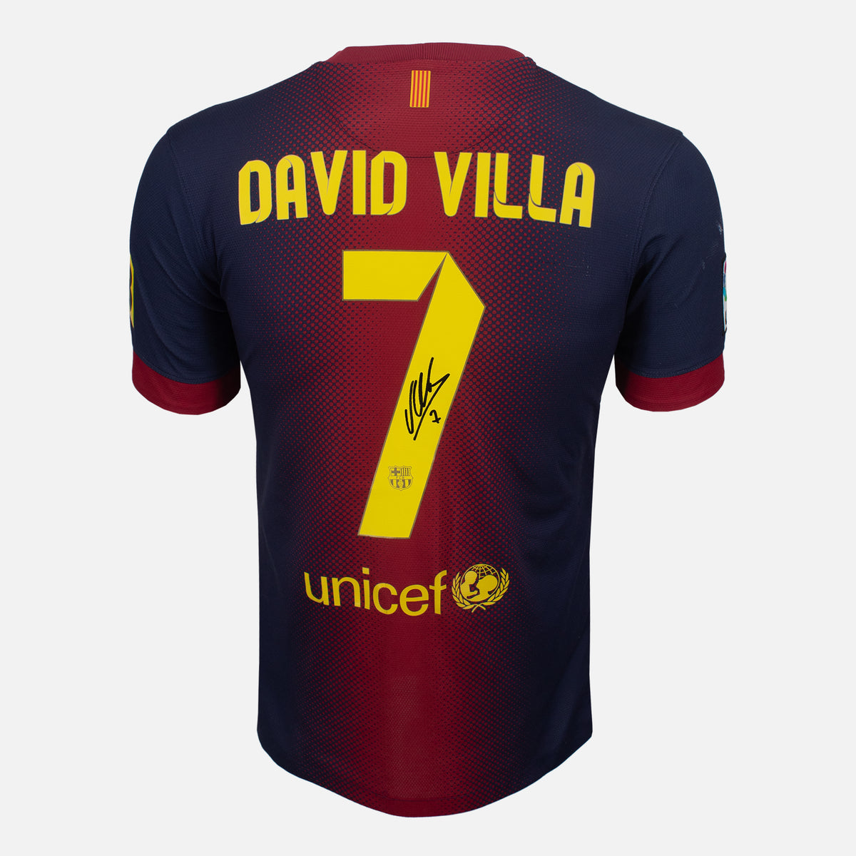 David Villa Signed Barcelona Shirt 2012-13 Home [7] — Barcelona signed shirt from the 2012 to 2013 season | The Vault