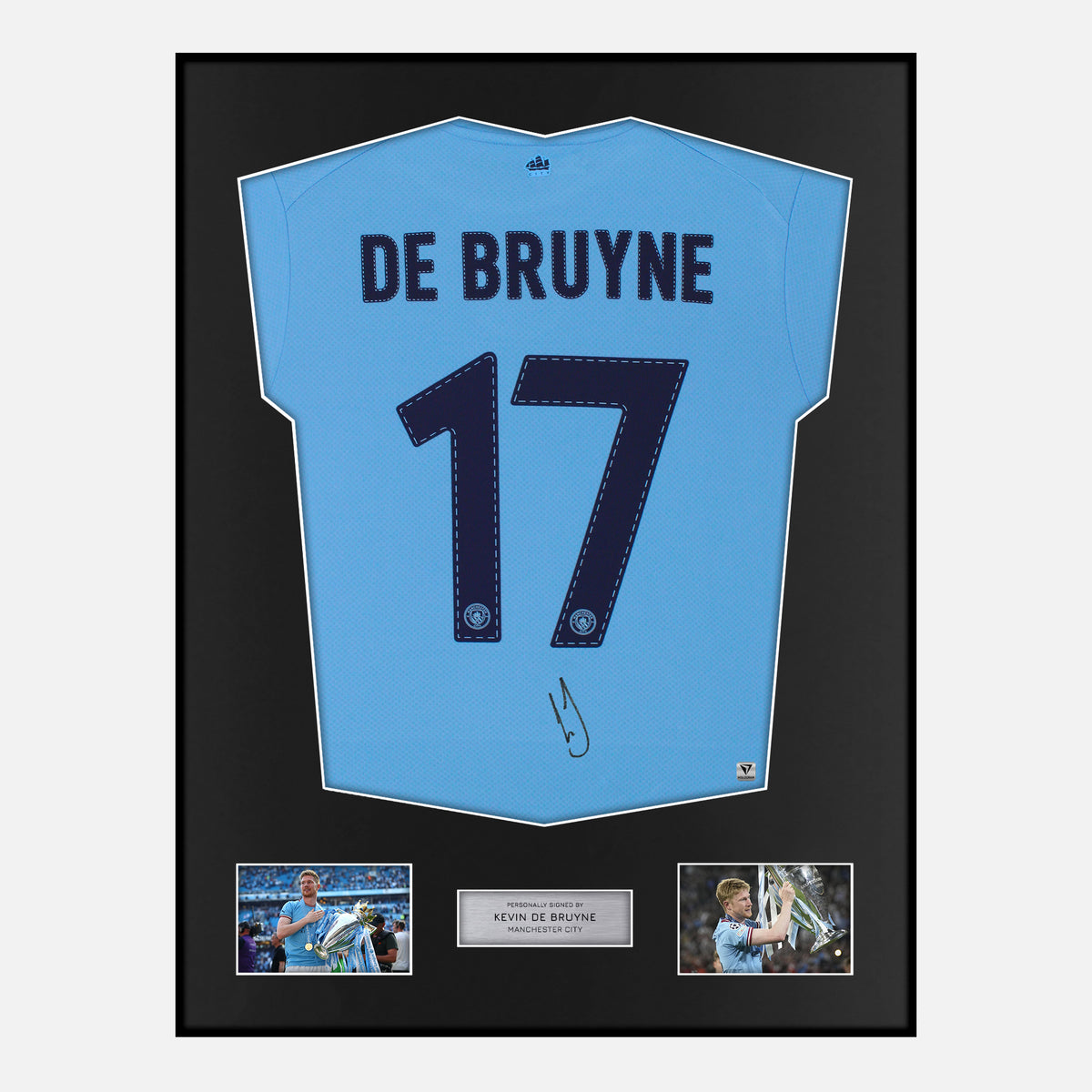 Framed Kevin De Bruyne Signed Manchester City Shirt 2023 Treble [Classic] — Verified autograph with NFC and certificate | The Vault