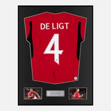 Framed De Ligt Signed Manchester United Shirt Red Home [Modern]