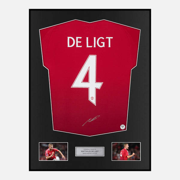 Framed De Ligt Signed Manchester United Shirt, Red Home [Classic]