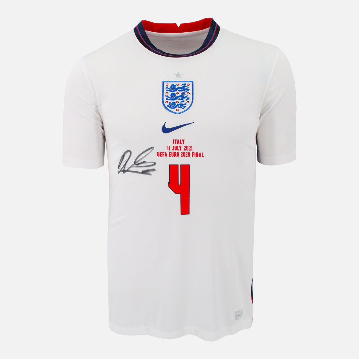 Declan Rice Signed England Shirt Euro 2020 Final vs Italy [4] — England signed shirt from the 2020 to 2021 season | The Vault