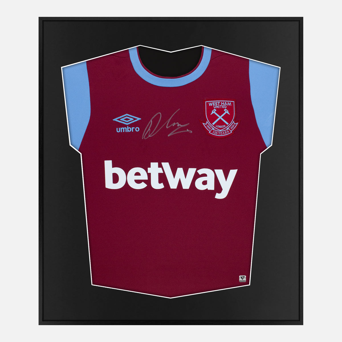 Framed Declan Rice Signed Shirt, West Ham United display [Lite] — Authentic signature with NFC and COA | The Vault
