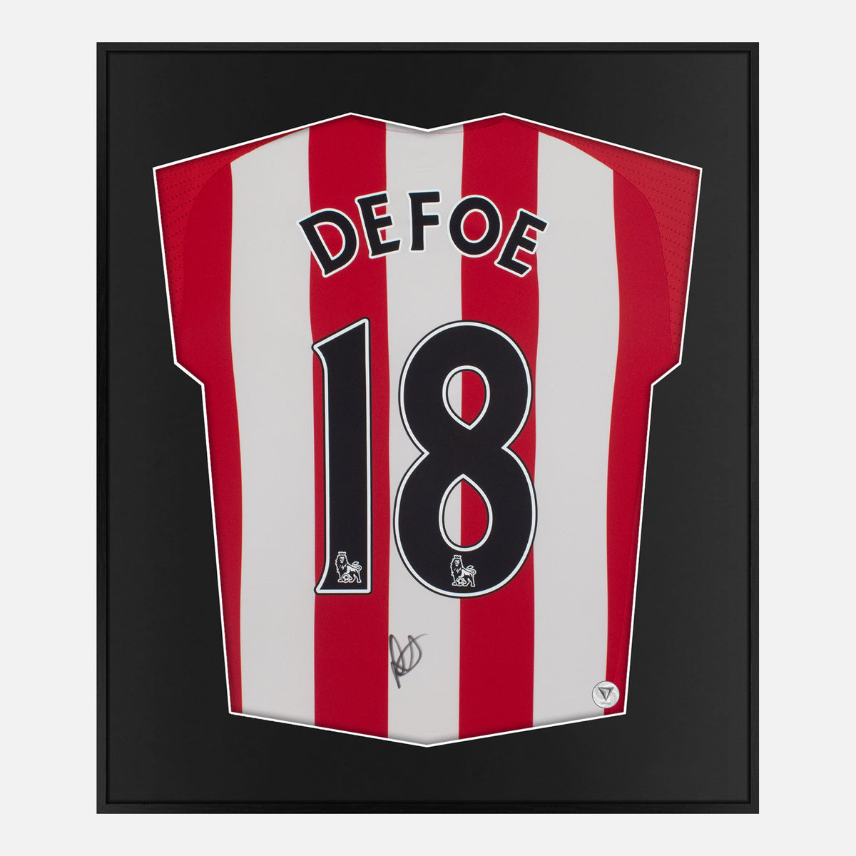 Framed Defoe Signed Shirt, Sunderland Home 18 [Lite] — Authentic signature with NFC and COA | The Vault