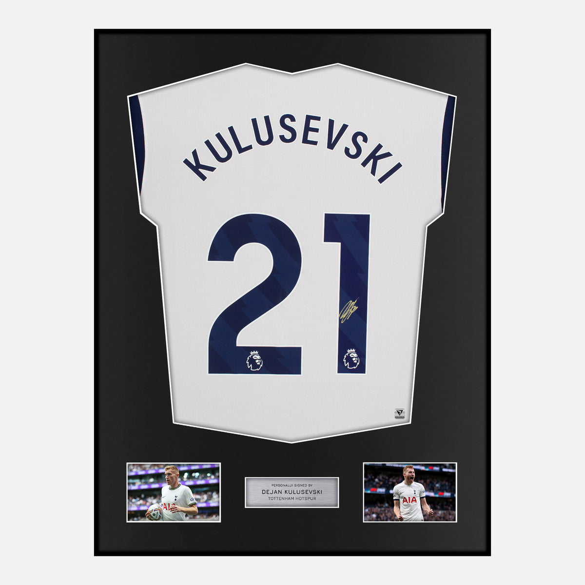 Framed Dejan Kulusevski Signed Tottenham Hostpur Shirt 2024-25 Home [Classic] — Verified autograph with NFC and certificate | The Vault