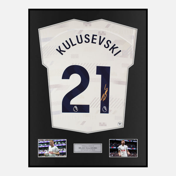 Framed Dejan Kulusevski Signed Tottenham Hostpur Shirt 2023-24 Home [Modern]