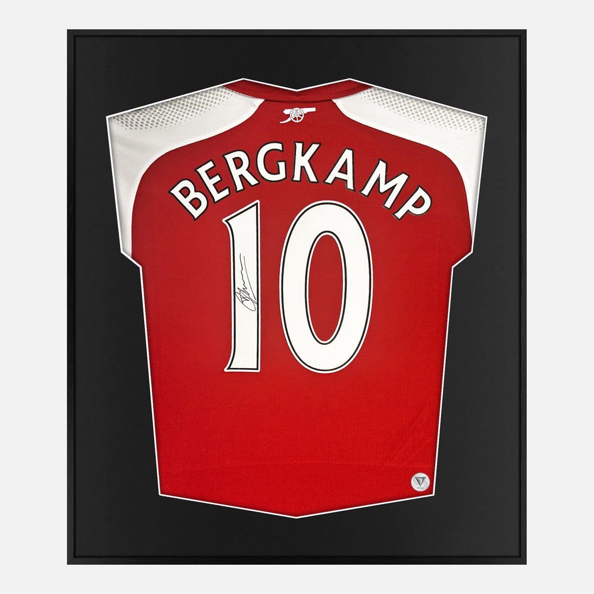 Framed Bergkamp Signed Shirt, Arsenal Legend, Home [Lite] — Authentic signature with NFC and COA | The Vault