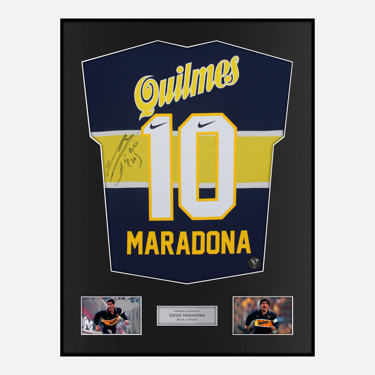 Framed Diego Maradona Signed Boca Juniors Shirt 1997-98 Home [Classic] — Classic framed Boca Juniors shirt signed by Diego Maradona | The Vault