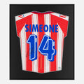 Framed Diego Simeone Signed Atletico Madrid Shirt, Home [Lite]