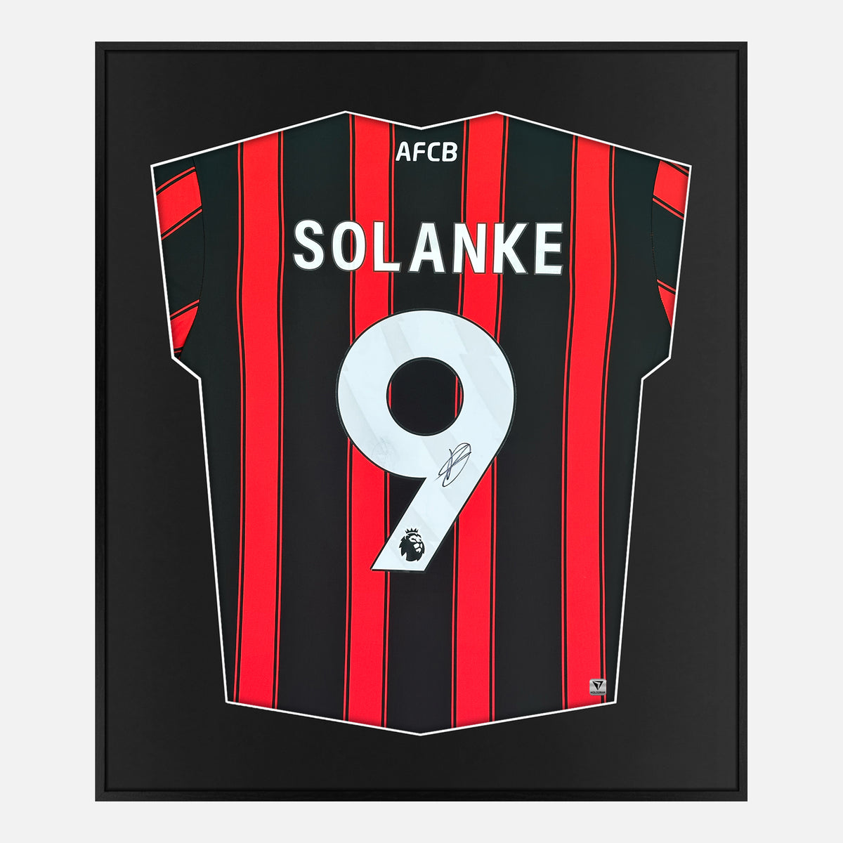 Framed Solanke Signed Bournemouth Shirt, 9, Home [Lite] — Authentic signature with NFC and COA | The Vault