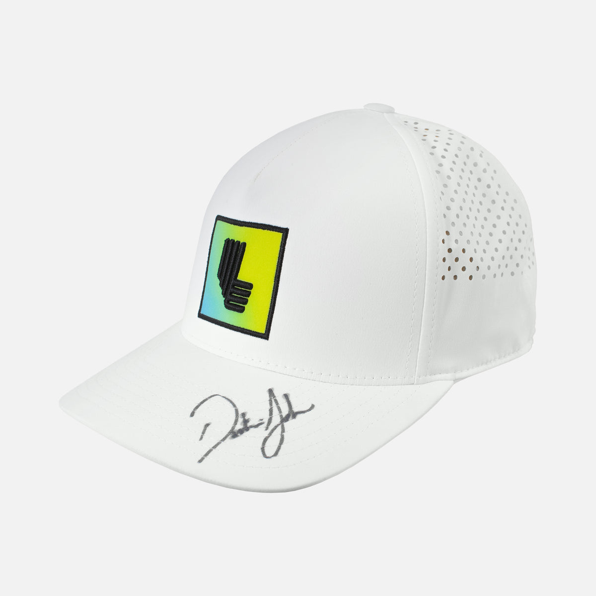 Dustin Johnson Signed LIV Golf Hat Cap [White] — Shelf-ready collectible with optional framed wall display | The Vault