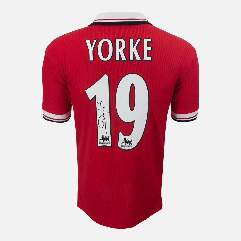 ウェア Manchester UNITED Dwight Yorke 19 Dwight Yorke Signed Manchester United Shirt 1999 Treble [19]