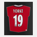 Framed Dwight Yorke Signed Manchester United Shirt, Home Red [Lite]