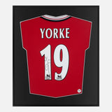 Framed Dwight Yorke Signed Manchester United Shirt, Home Red [Lite]
