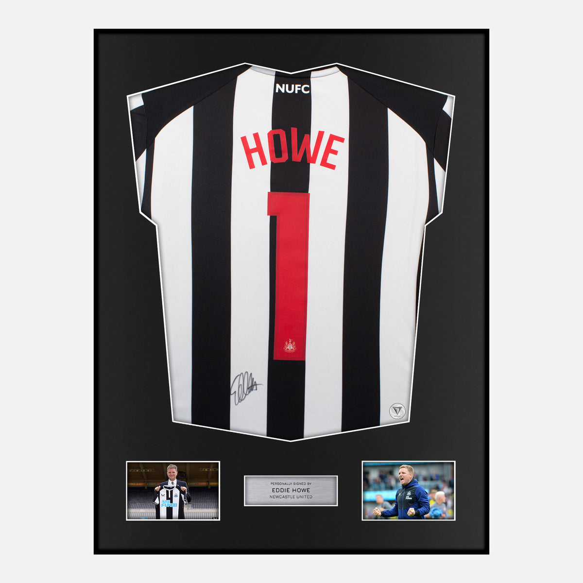 Framed Eddie Howe Signed Newcastle United Shirt 2023-24 Home [Classic] — Verified autograph with NFC and certificate | The Vault