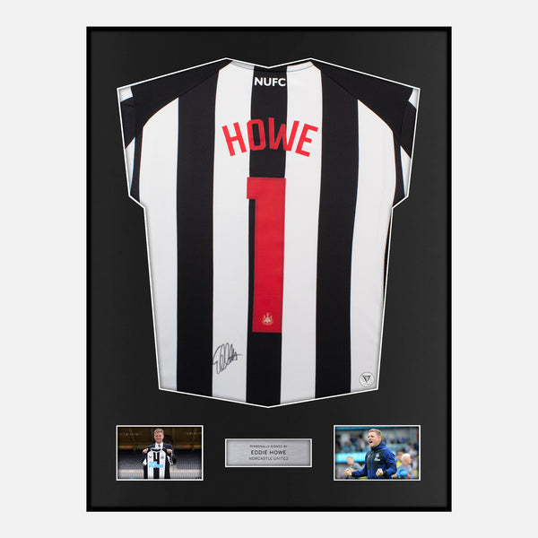 Framed Eddie Howe Signed Newcastle United Shirt 2023-24 Home [Classic]