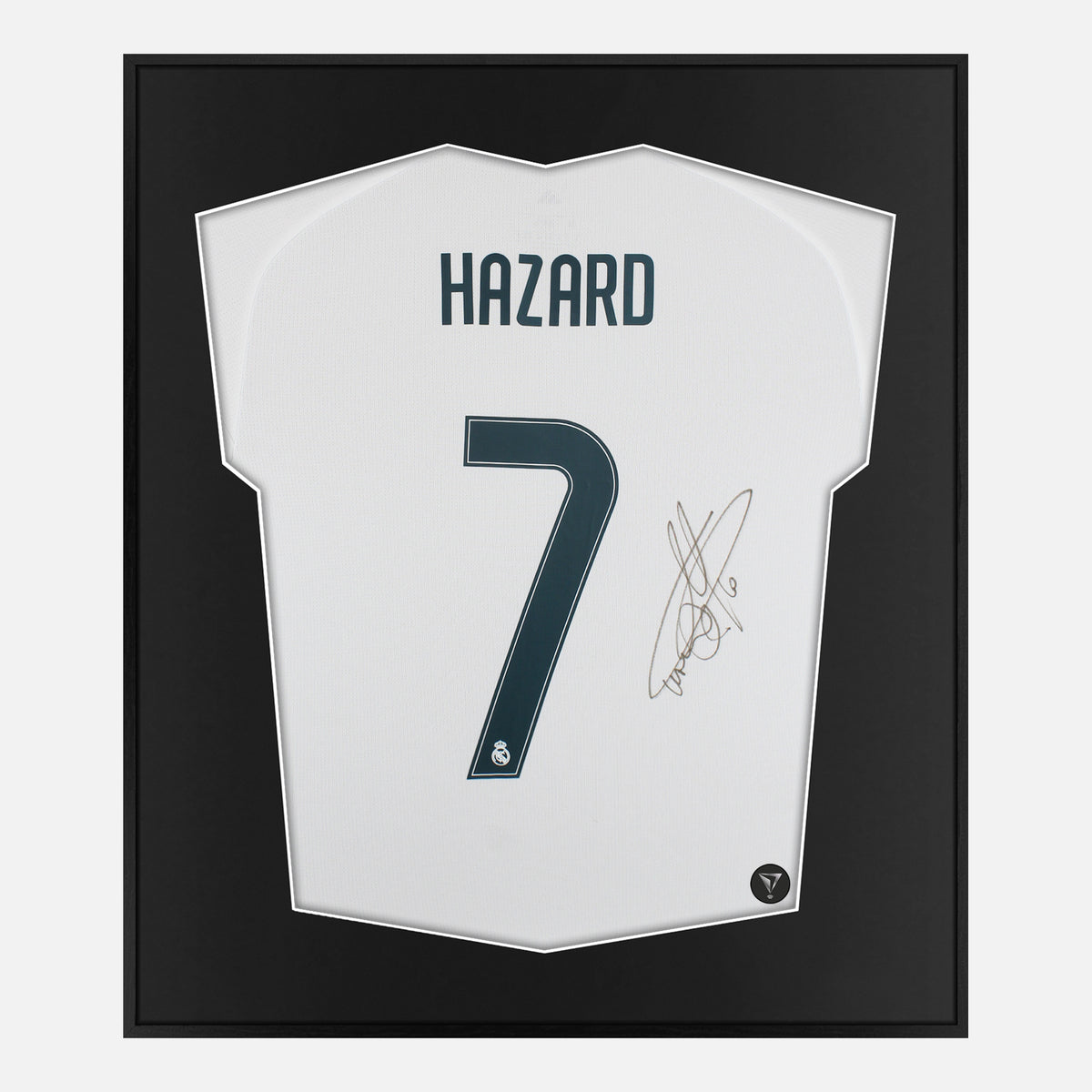 Framed Hazard Signed Shirt, Real Madrid Home 7 [Lite] — Lite framed Real Madrid shirt signed by Eden Hazard | The Vault