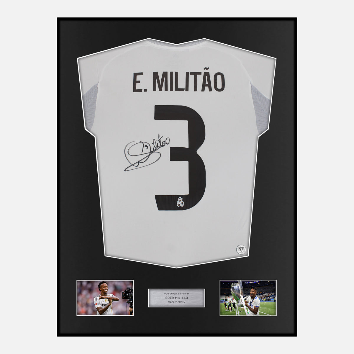 Framed Eder Militao Signed Real Madrid Shirt 2025-26 Home [Classic] — Verified autograph with NFC and certificate | The Vault