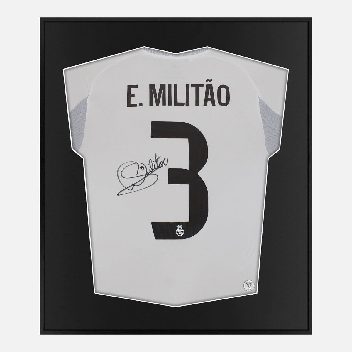 Framed Militao Signed Shirt, Real Madrid Home [Lite] — Authentic signature with NFC and COA | The Vault