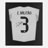 Framed Militao Signed Shirt, Real Madrid Home [Lite]