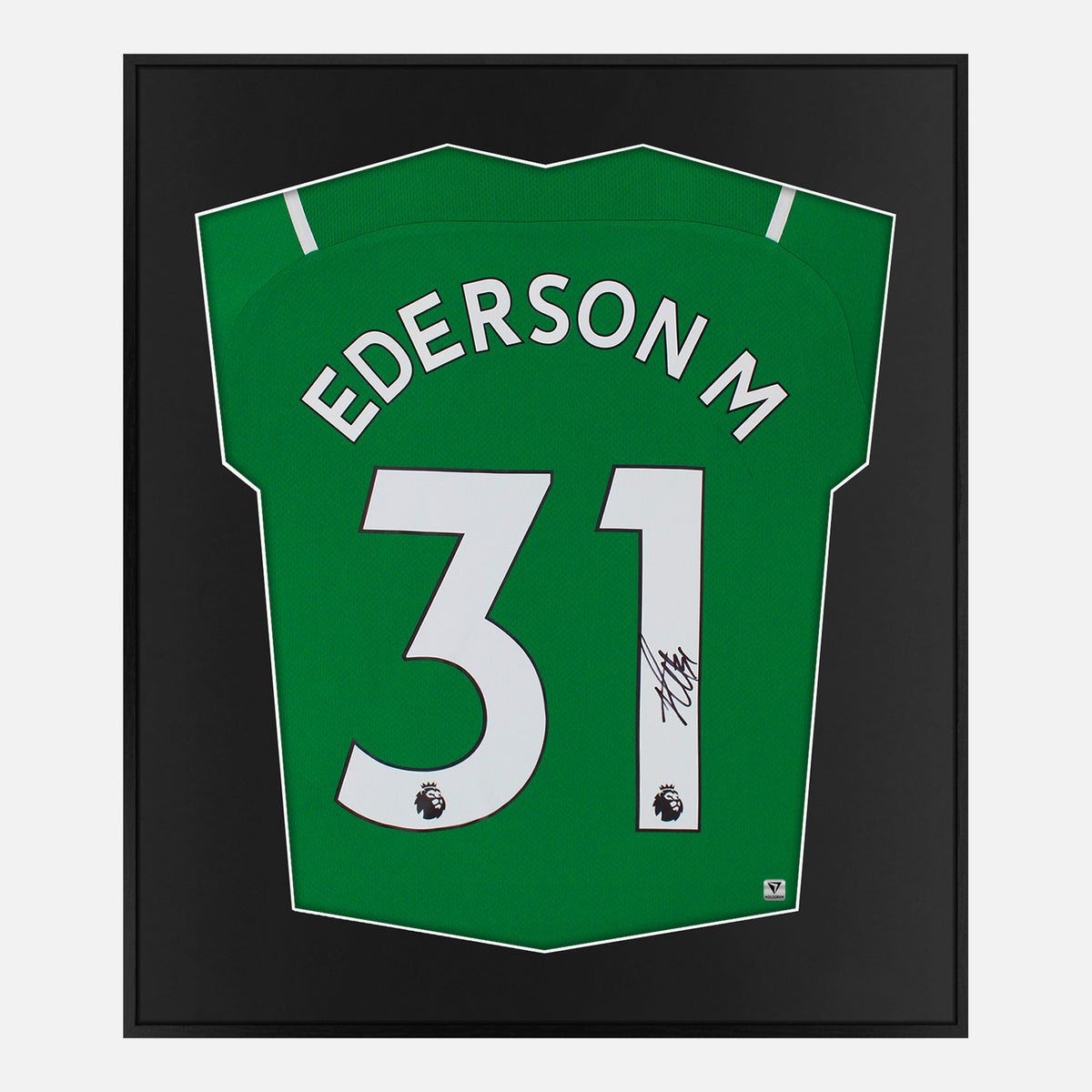 Framed Ederson Signed Shirt, Manchester City Goalkeeper [Lite] — Authentic signature with NFC and COA | The Vault
