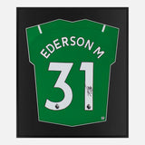 Framed Ederson Signed Shirt, Manchester City Goalkeeper [Mini]