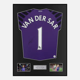 Framed Van Der Sar Signed Manchester United Shirt Goalkeeper Purple [Classic]