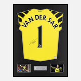 Framed Van Der Sar Signed Manchester United Shirt Goalkeeper Yellow [Classic]