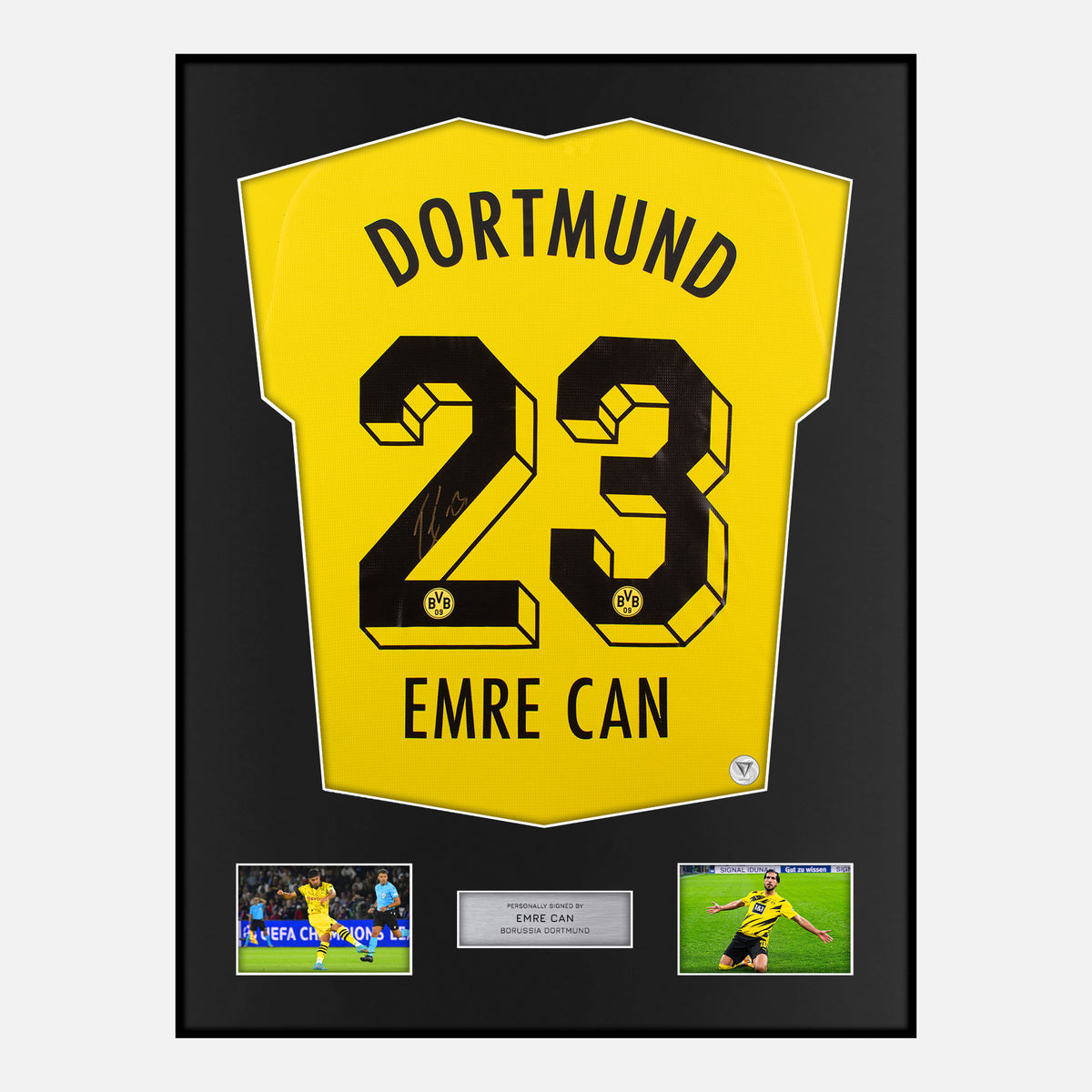 Framed Emre Can Signed Borussia Dortmund Shirt 2023-24 Home [Classic] — Verified autograph with NFC and certificate | The Vault