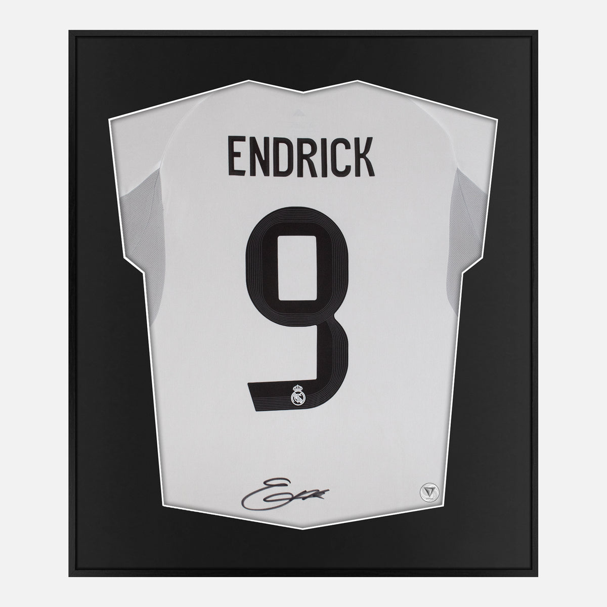 Framed Endrick Signed Shirt, Real Madrid, Number 9 [Lite] — Authentic signature with NFC and COA | The Vault