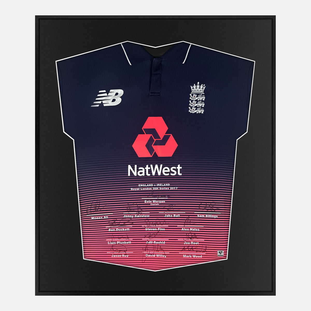 Framed England Cricket Signed Shirt, Full team [Lite] — Authentic signature with NFC and COA | The Vault
