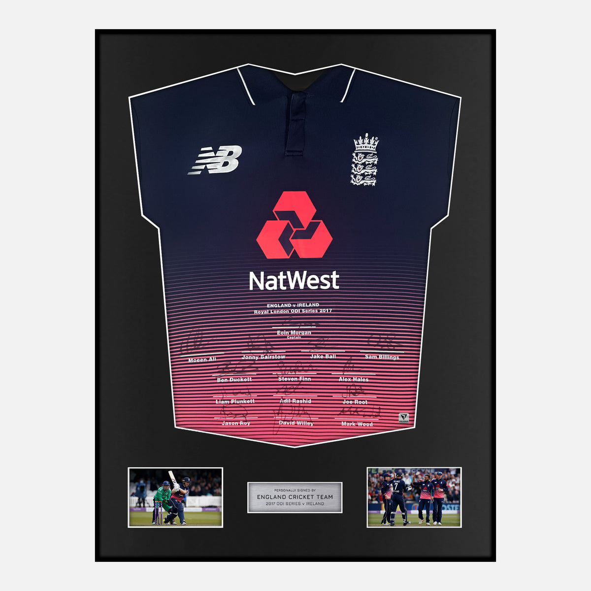 Framed Team Signed England Cricket Shirt 2017 ODI Series [Classic] — Verified autograph with NFC and certificate | The Vault