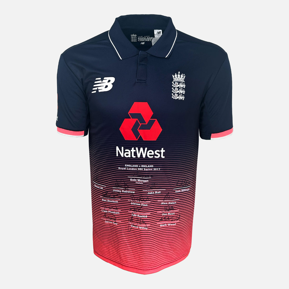 Team Signed England Cricket Shirt 2017 ODI Series [14 Autographs] — England Cricket signed shirt from the 2017 season | The Vault