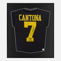 Framed Cantona Signed Shirt, Manchester United Away Black 93 [Lite]