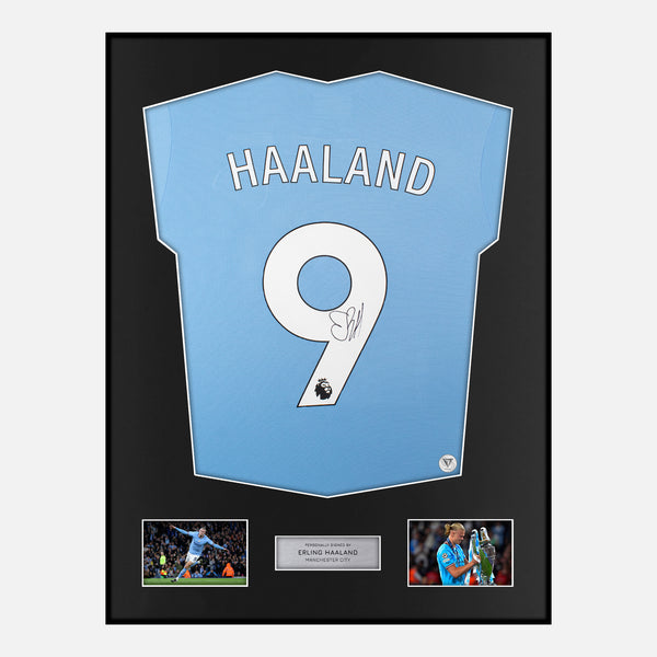 Framed Erling Haaland Signed Manchester City Shirt 2024-25 Home [Modern]