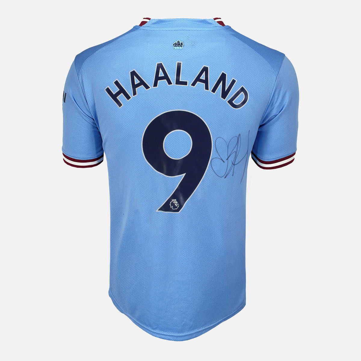 Erling Haaland Signed Manchester City Shirt 2022-23 Home [9] — Official Manchester City shirt signed by Erling Haaland | The Vault