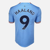 Framed Haaland Signed Manchester City Shirt 2022-23 Treble [Classic]