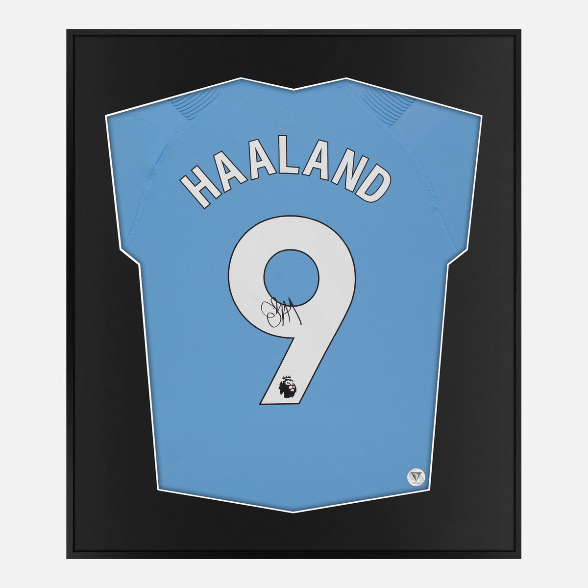Framed Haaland Signed Manchester City Shirt, Authentic Match Edition [Lite] — Authentic signature with NFC and COA | The Vault