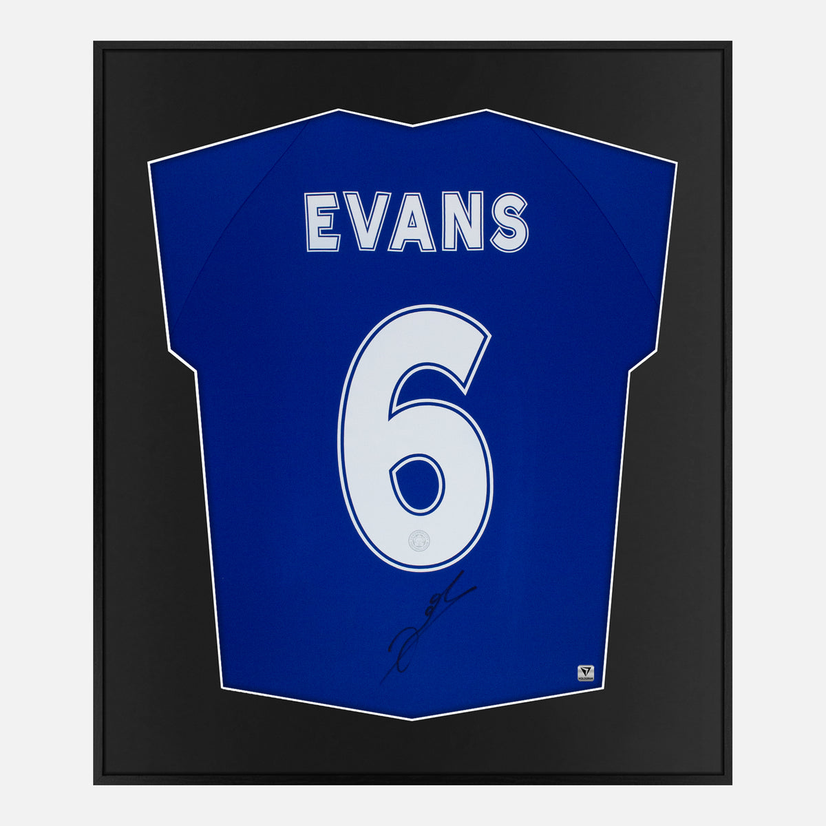 Framed Jonny Evans Signed Shirt, Leicester City Home [Lite] — Authentic signature with NFC and COA | The Vault