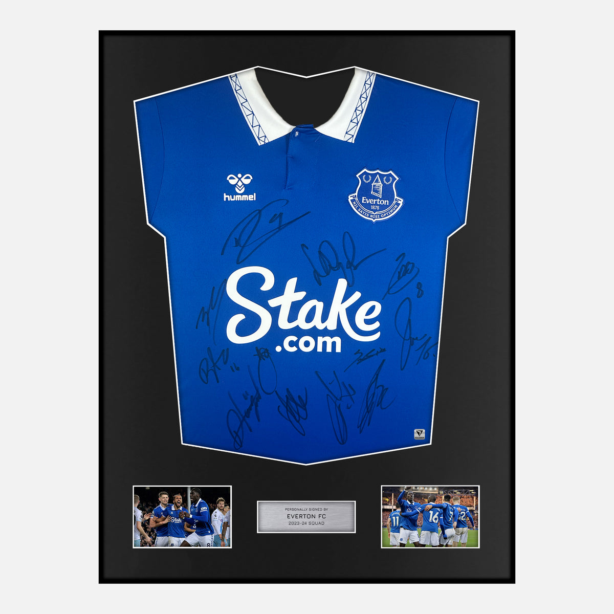 Framed Squad Signed Everton Shirt 2023-24 Home [Classic] — Verified autograph with NFC and certificate | The Vault