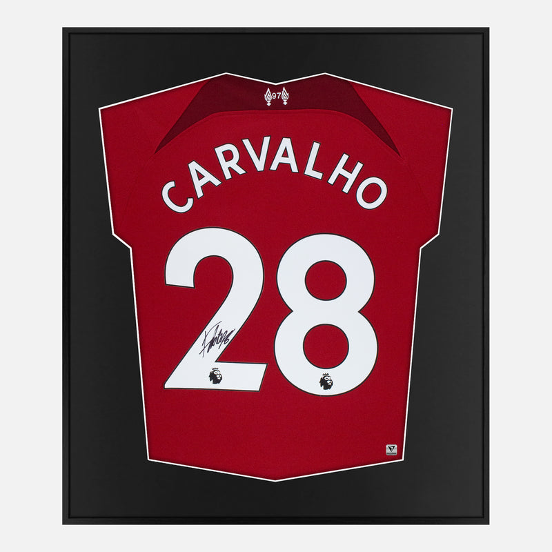 Framed Carvalho Signed Liverpool Shirt, Red Home [Mini]