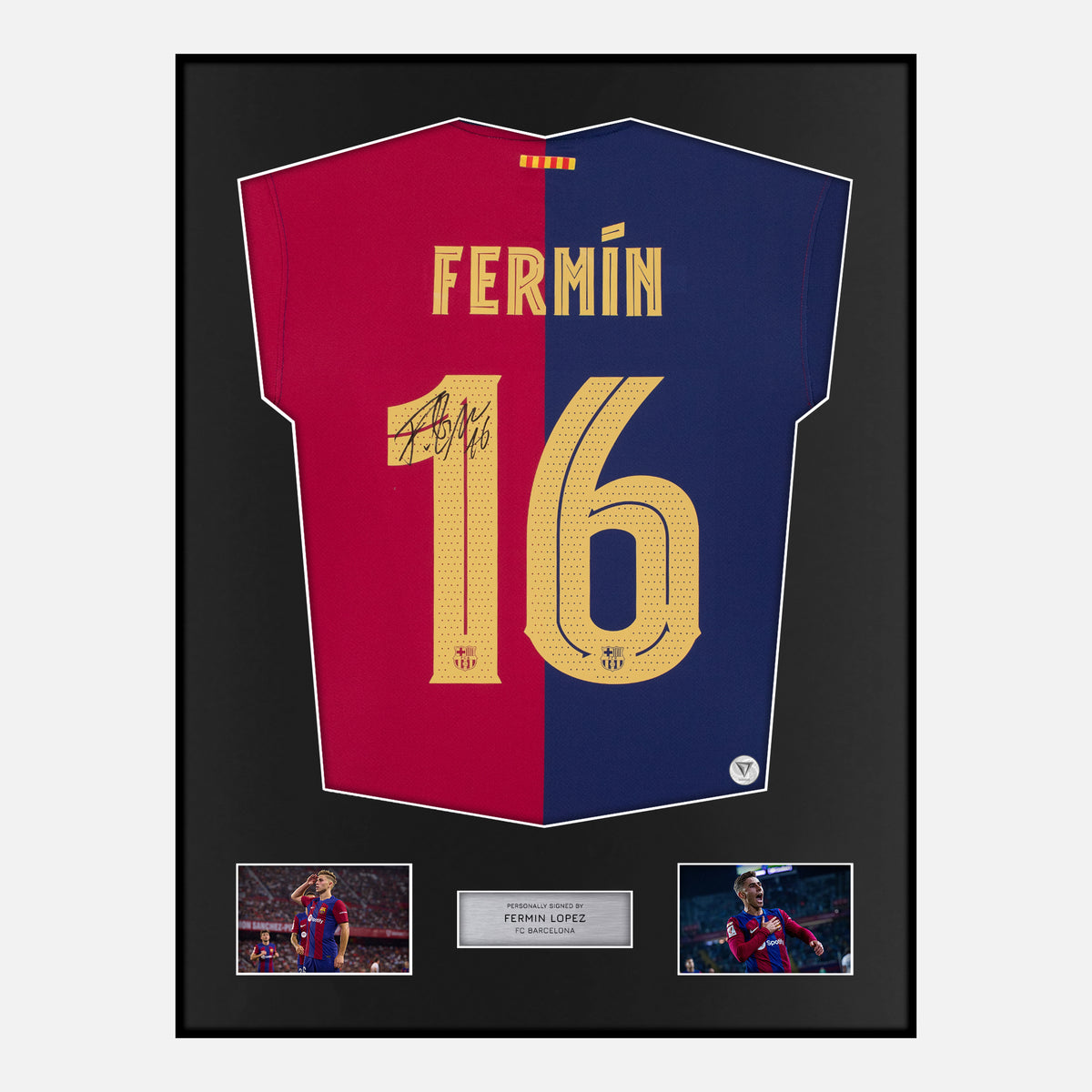 Framed Fermin Lopez Signed Barcelona Shirt 2024-25 Home [Classic] — Verified autograph with NFC and certificate | The Vault