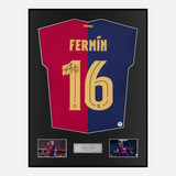 Framed Fermin Lopez Signed Barcelona Shirt 2024-25 Home [Modern]