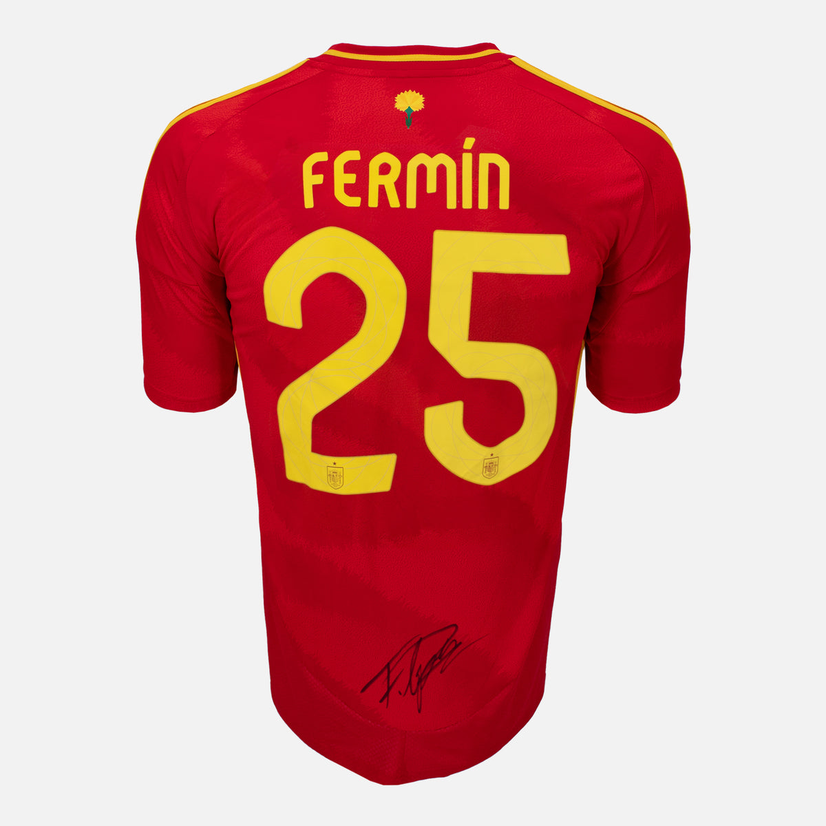Fermin Lopez Signed Spain Shirt 2024-25 Home [25] — Spain signed shirt from the 2024 to 2025 season | The Vault